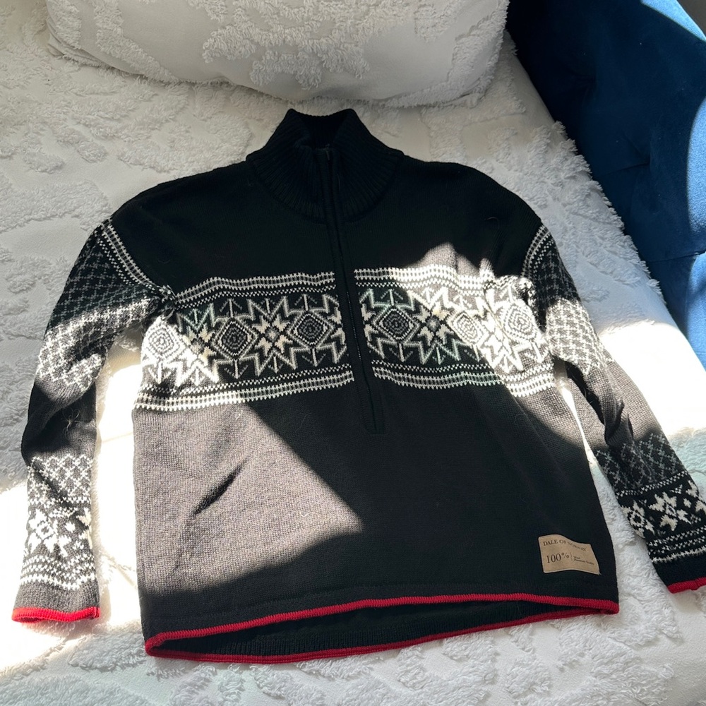 Dale of Norway Black and White Zip-Up Sweater